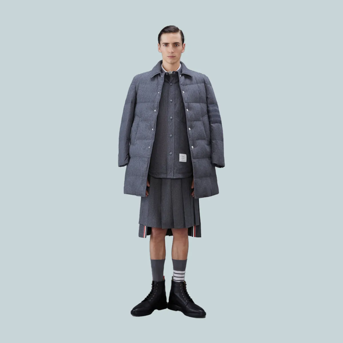 Flannel 4-Bar Shirt Jacket Tonal Grey