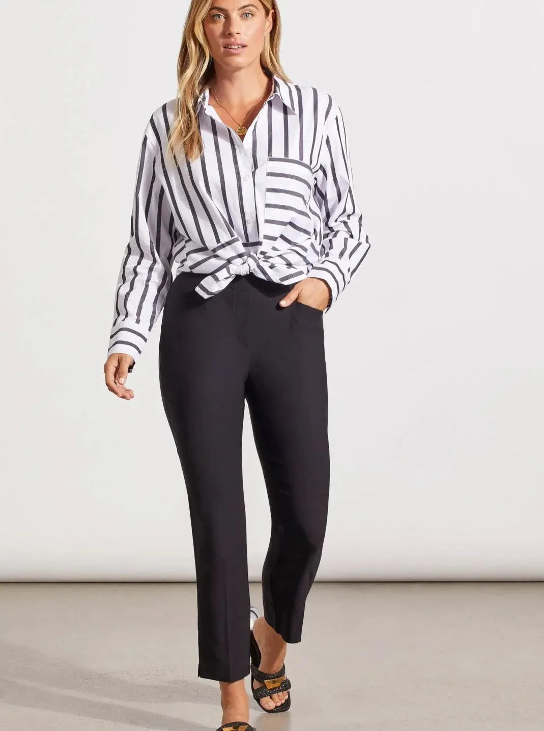Flatten It Pull On Ankle Pant W Slits [Black-1763O-7165]