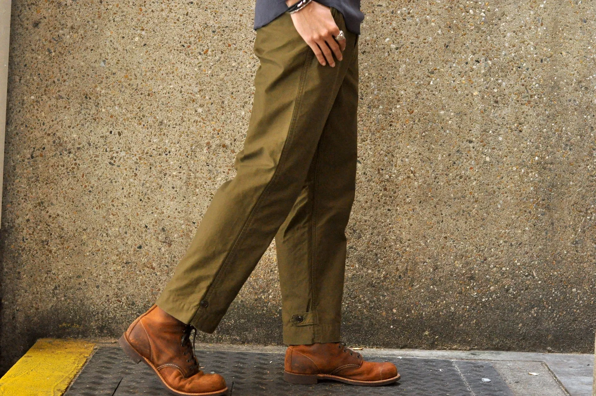 Freewheelers "M-1943" Military Back Satin Trousers (Olive)