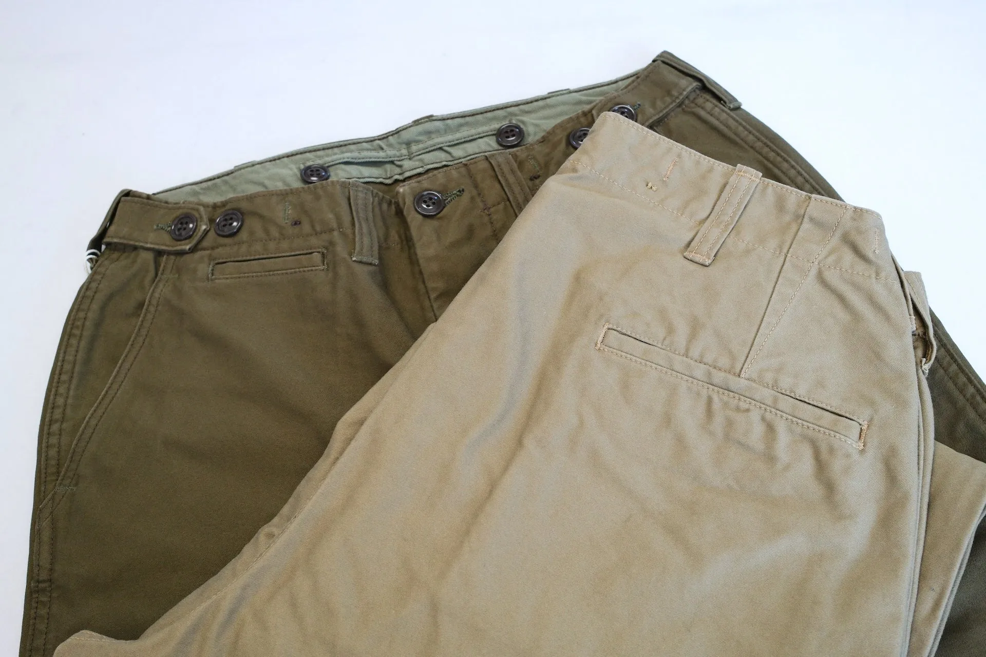 Freewheelers "M-1943" Military Back Satin Trousers (Olive)