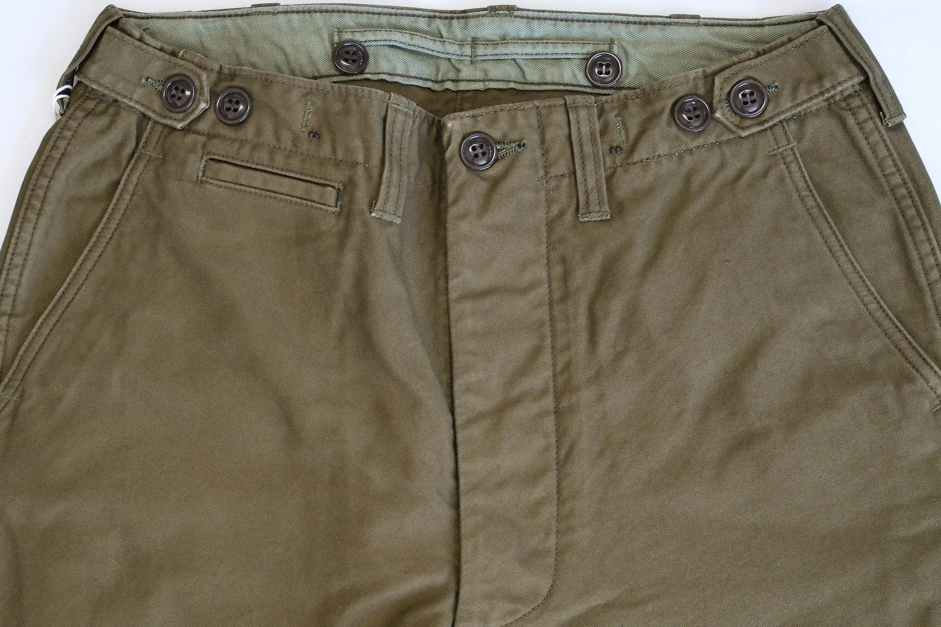 Freewheelers "M-1943" Military Back Satin Trousers (Olive)