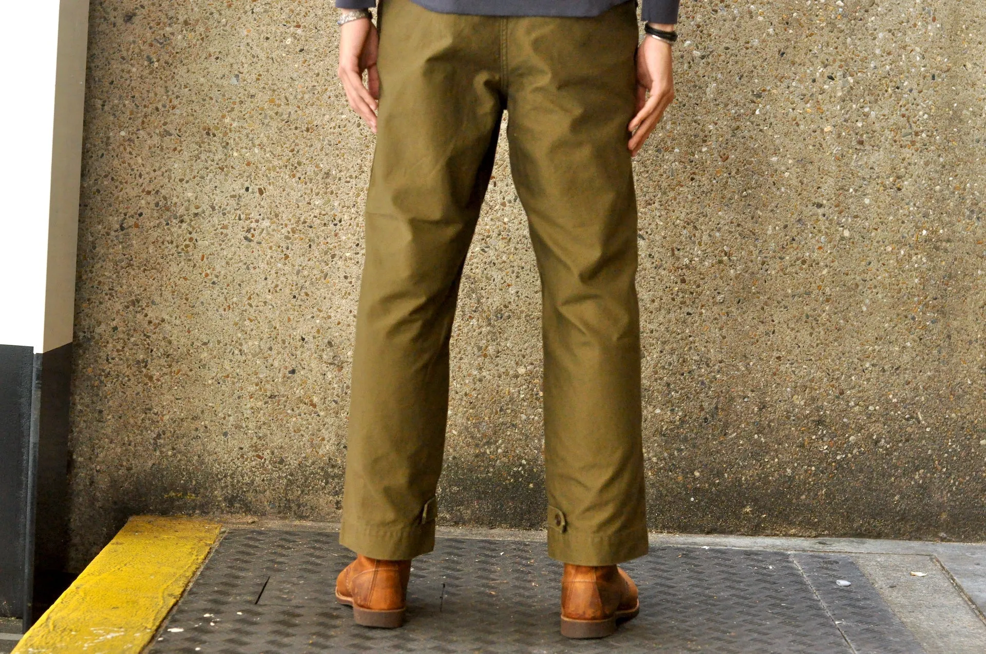 Freewheelers "M-1943" Military Back Satin Trousers (Olive)