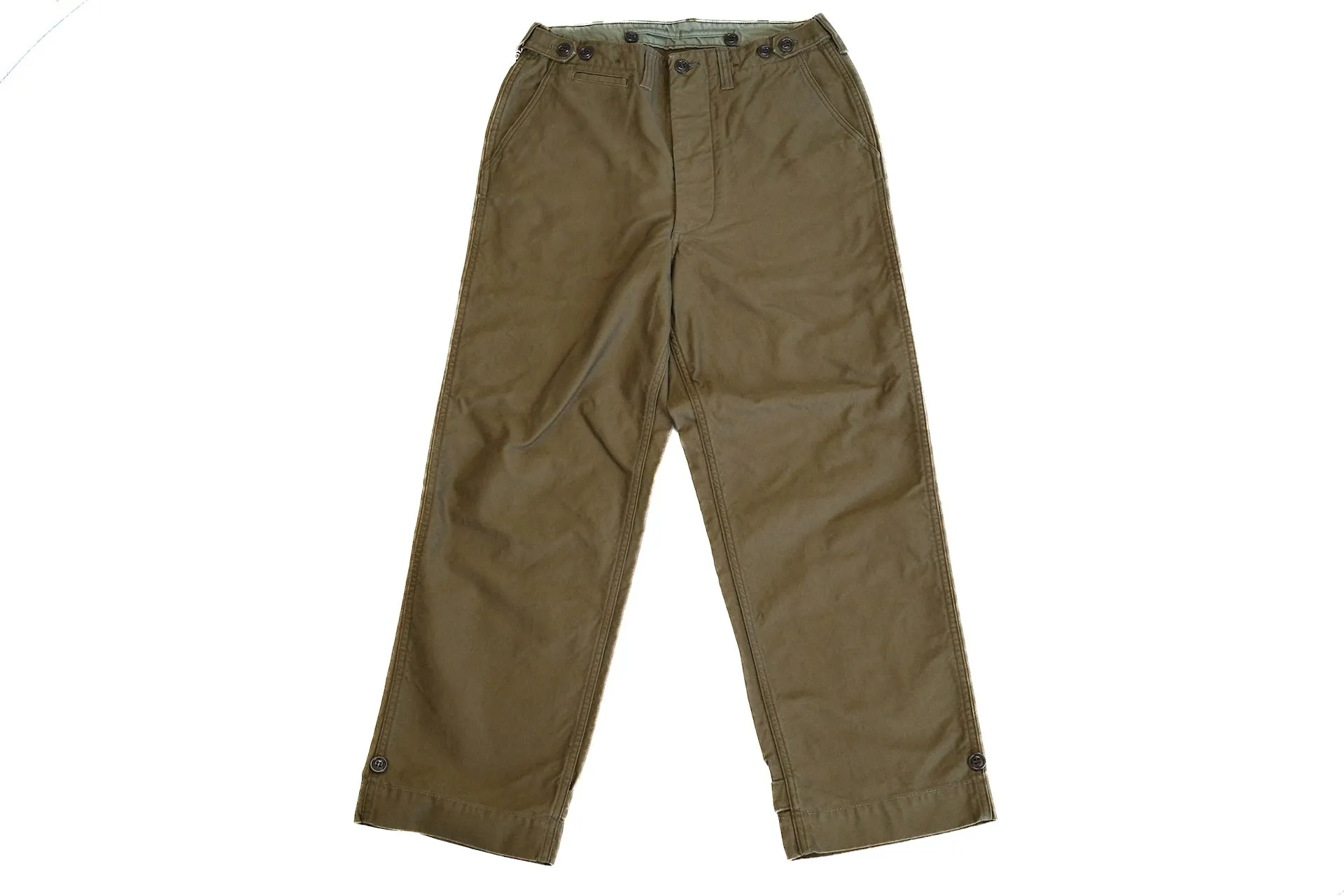 Freewheelers "M-1943" Military Back Satin Trousers (Olive)