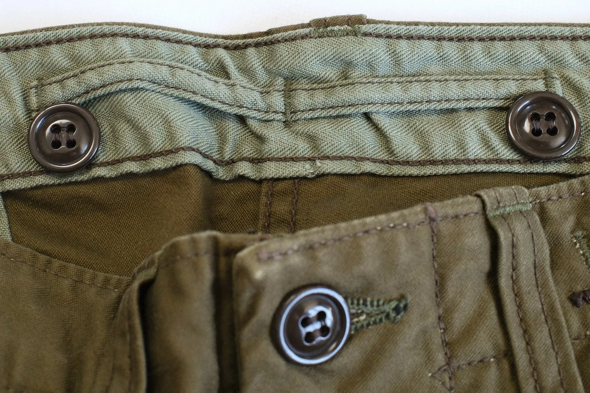 Freewheelers "M-1943" Military Back Satin Trousers (Olive)