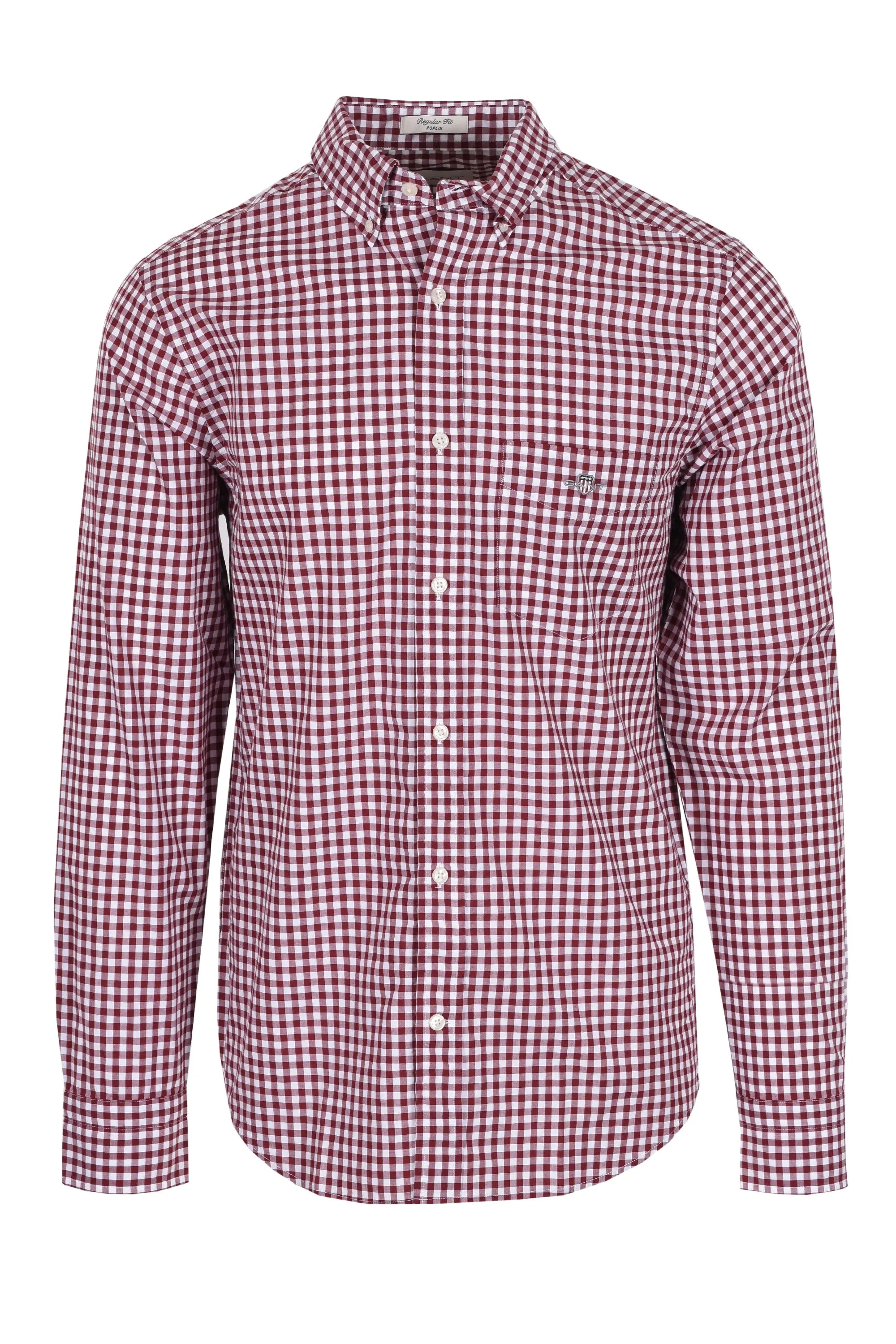 Gant Reg Poplin Gingham Shirt Wine Red