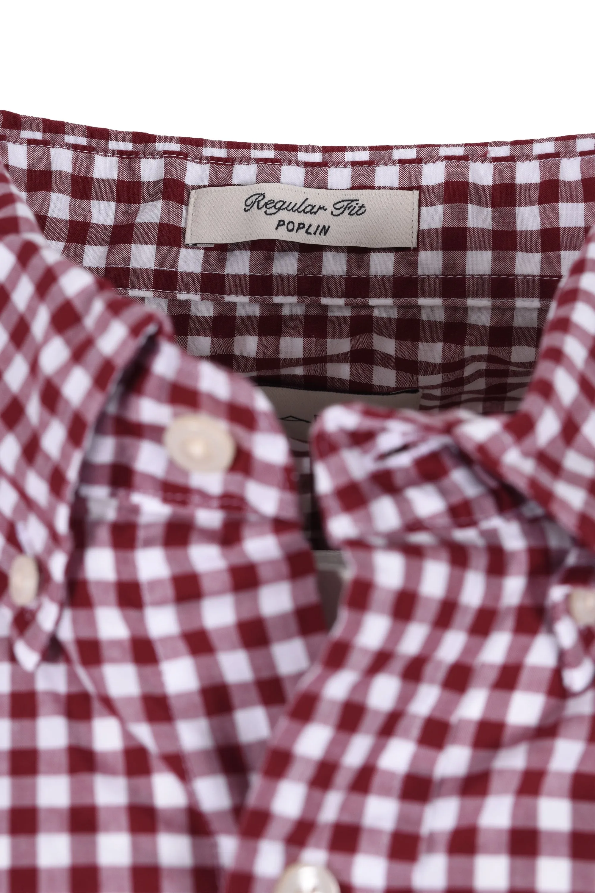 Gant Reg Poplin Gingham Shirt Wine Red