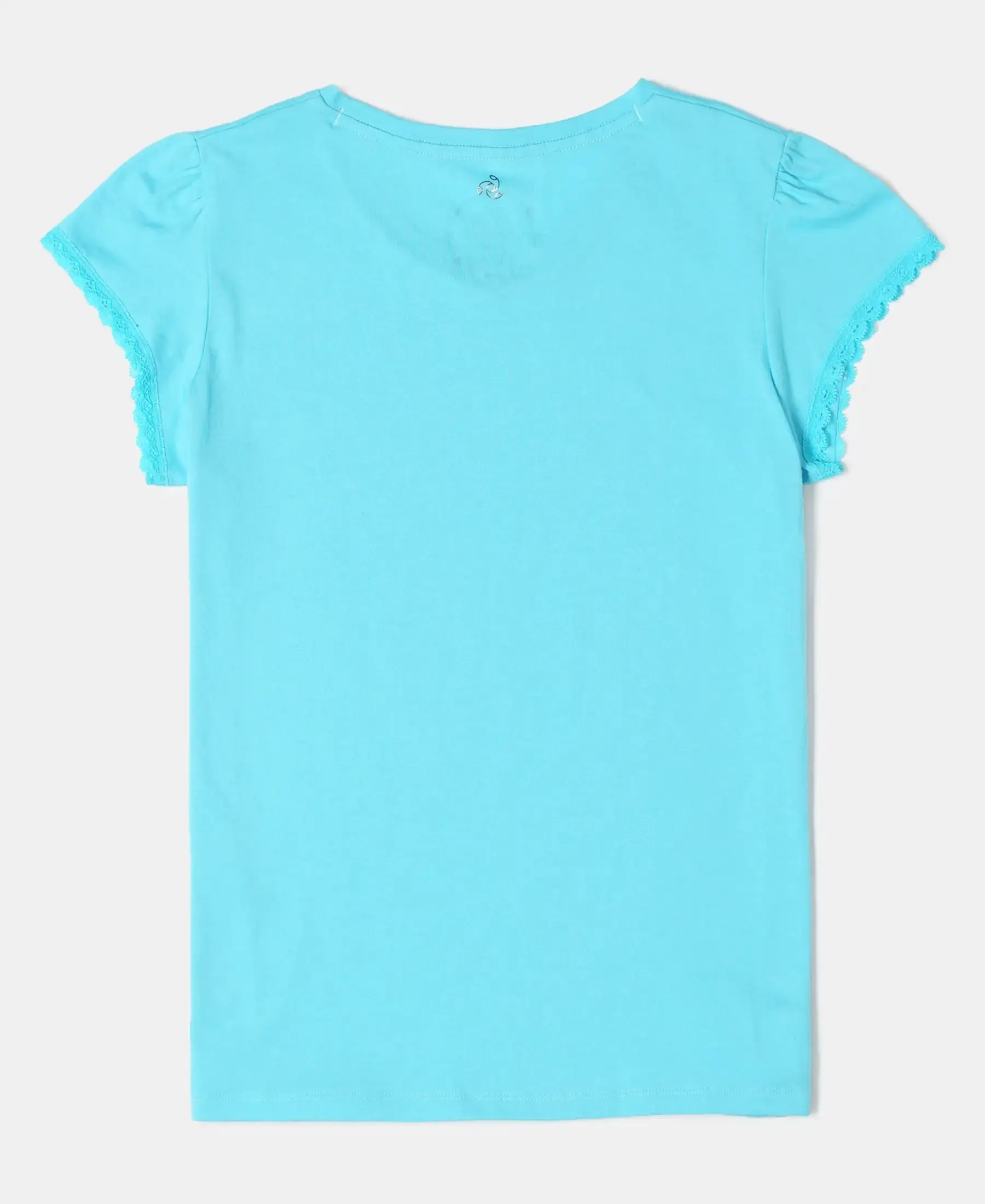 Girl's Super Combed Cotton Solid Short Sleeve T-Shirt - Blue Curacao