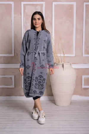 Imported Front Open Storm Grey Cozy Belted Cardigan Sweater - (CGN18)