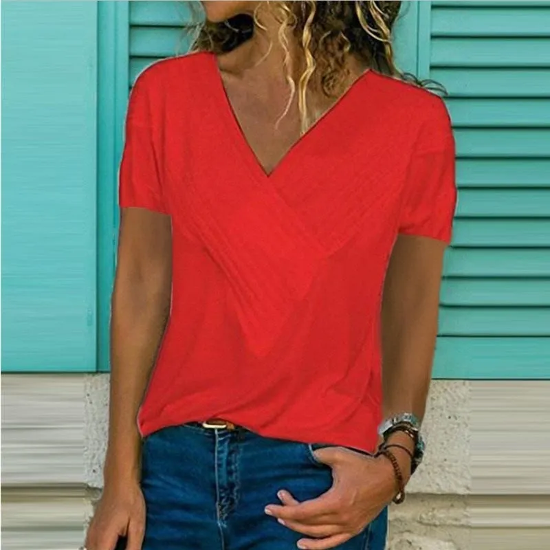 Loose V-neck T-shirt