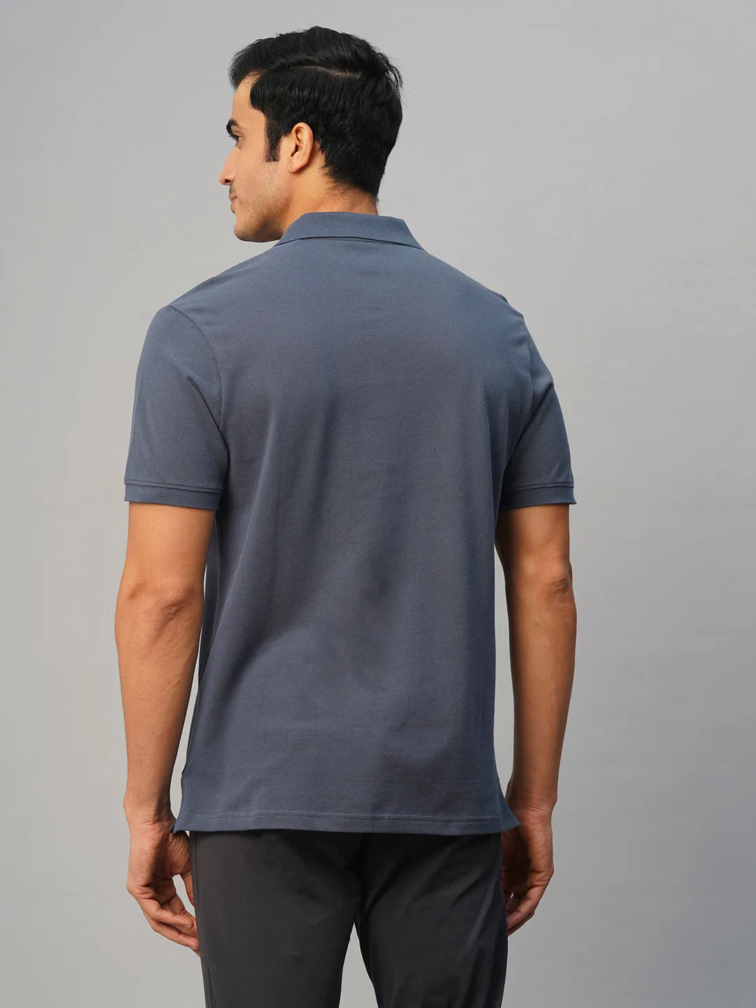 Men's Blue Cotton Regular Fit Tshirt