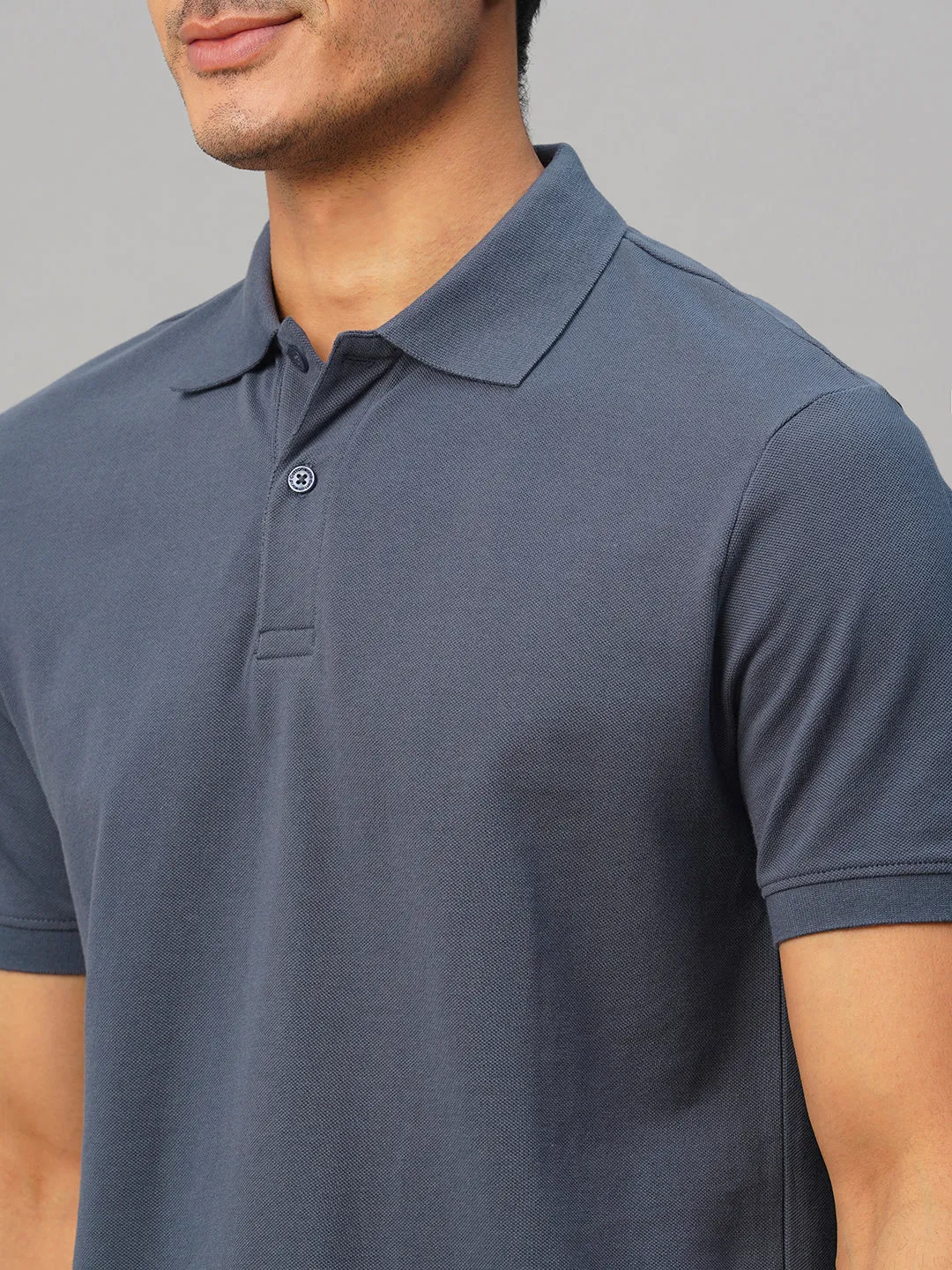 Men's Blue Cotton Regular Fit Tshirt