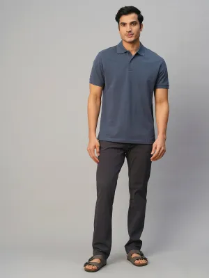 Men's Blue Cotton Regular Fit Tshirt