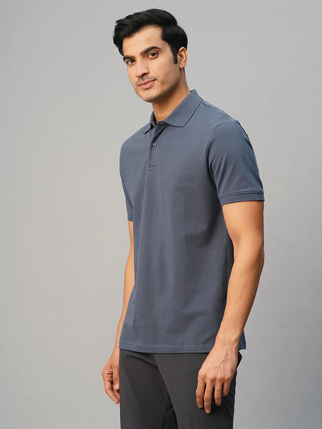 Men's Blue Cotton Regular Fit Tshirt