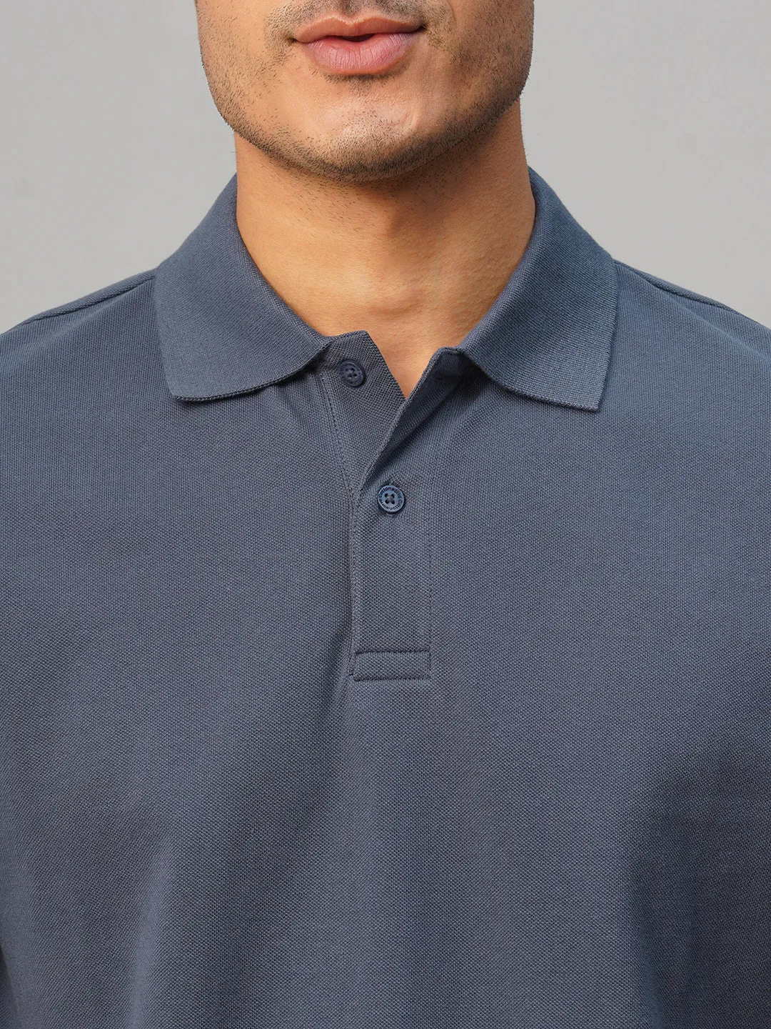 Men's Blue Cotton Regular Fit Tshirt