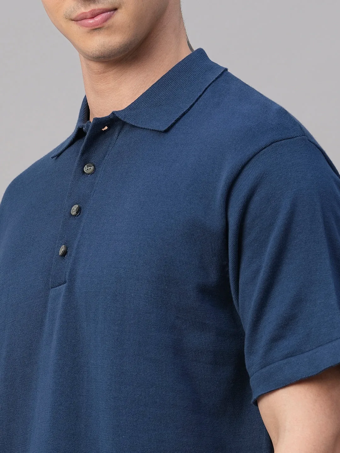 Men's Dark Blue 100% Cotton Regular Fit Tshirt