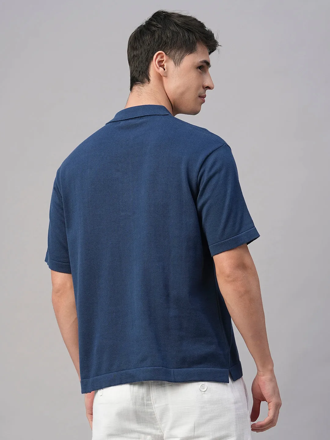 Men's Dark Blue 100% Cotton Regular Fit Tshirt