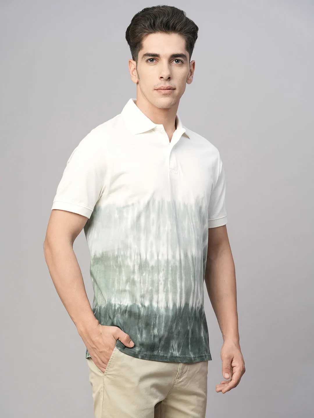 Men's Green Cotton Regular Fit Tshirt