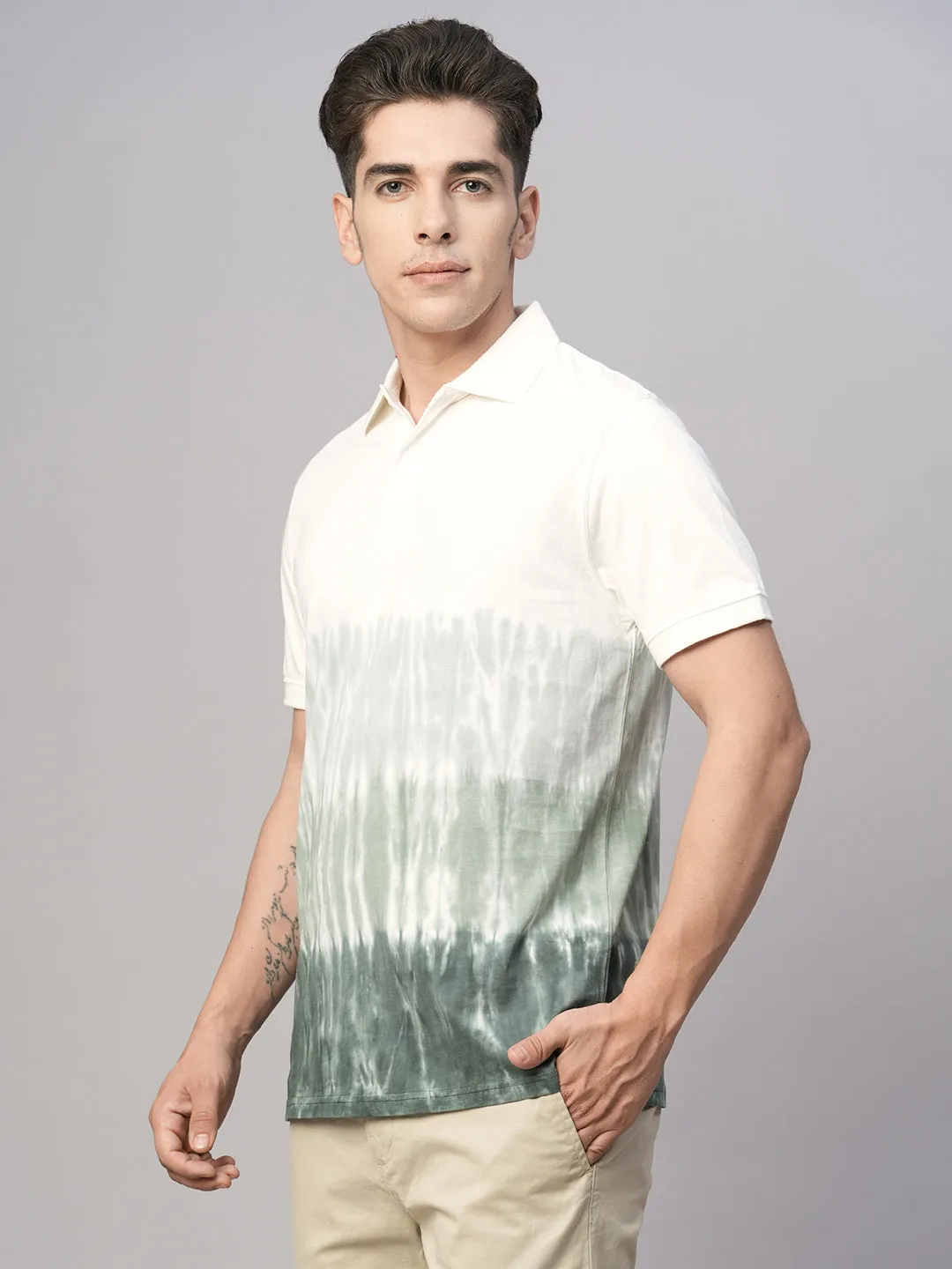 Men's Green Cotton Regular Fit Tshirt