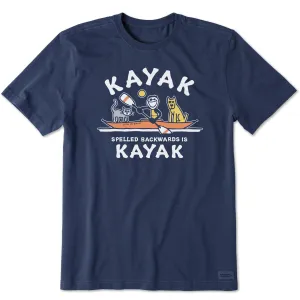 Men's Kayak Spelled Backwards Short Sleeve Crusher Tee