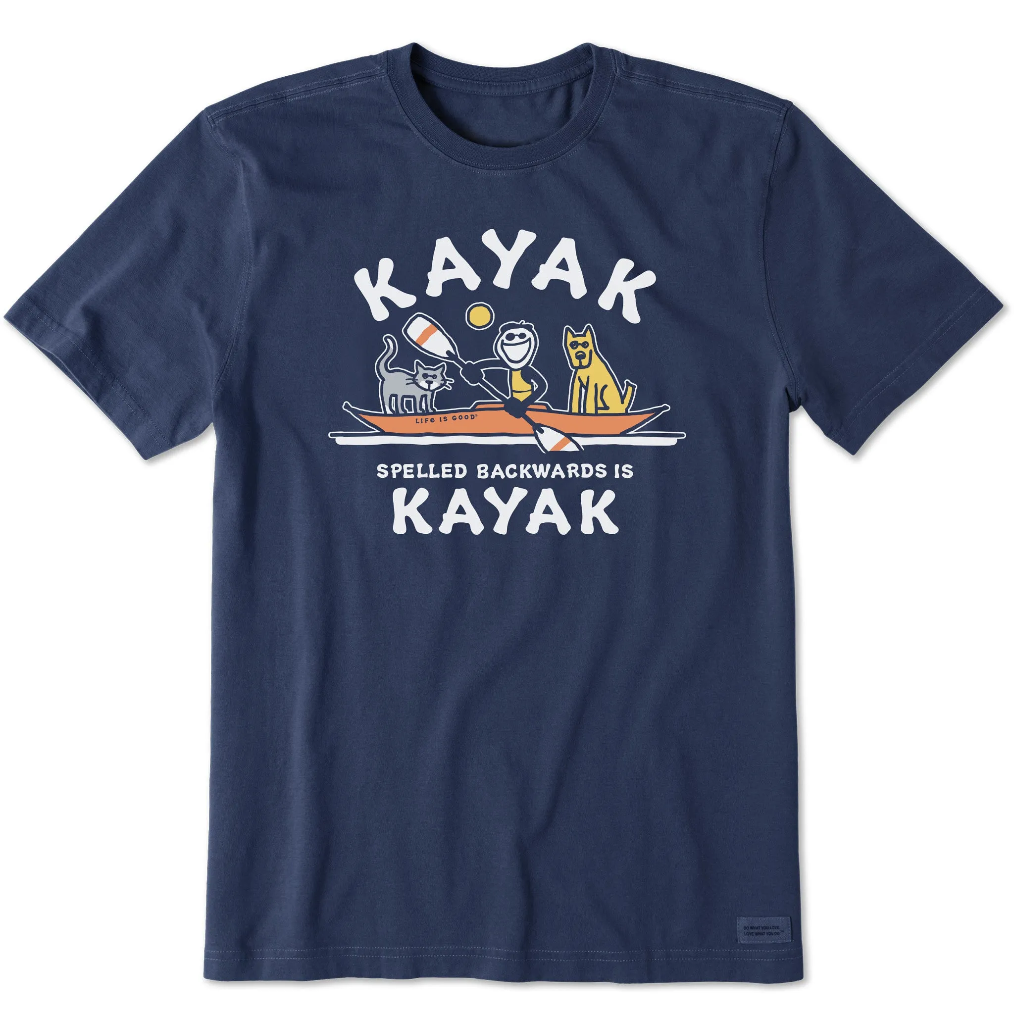 Men's Kayak Spelled Backwards Short Sleeve Crusher Tee