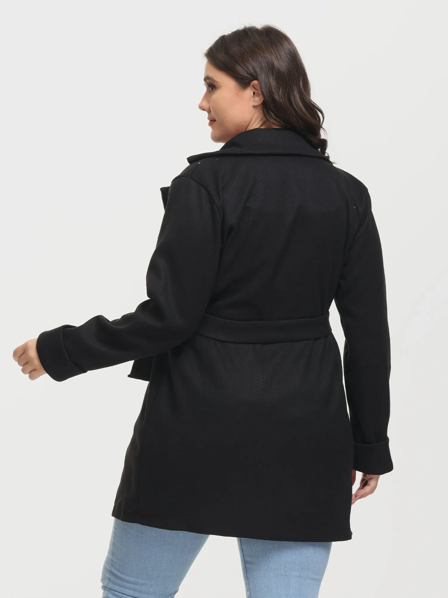 Midsize Slim Lapel Waistband Tweed Jacket with Pockets