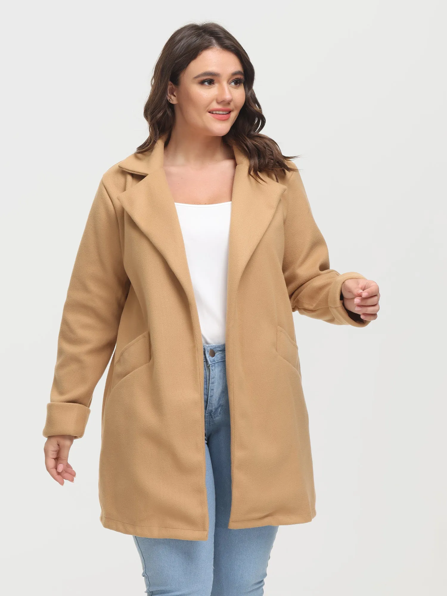 Midsize Slim Lapel Waistband Tweed Jacket with Pockets