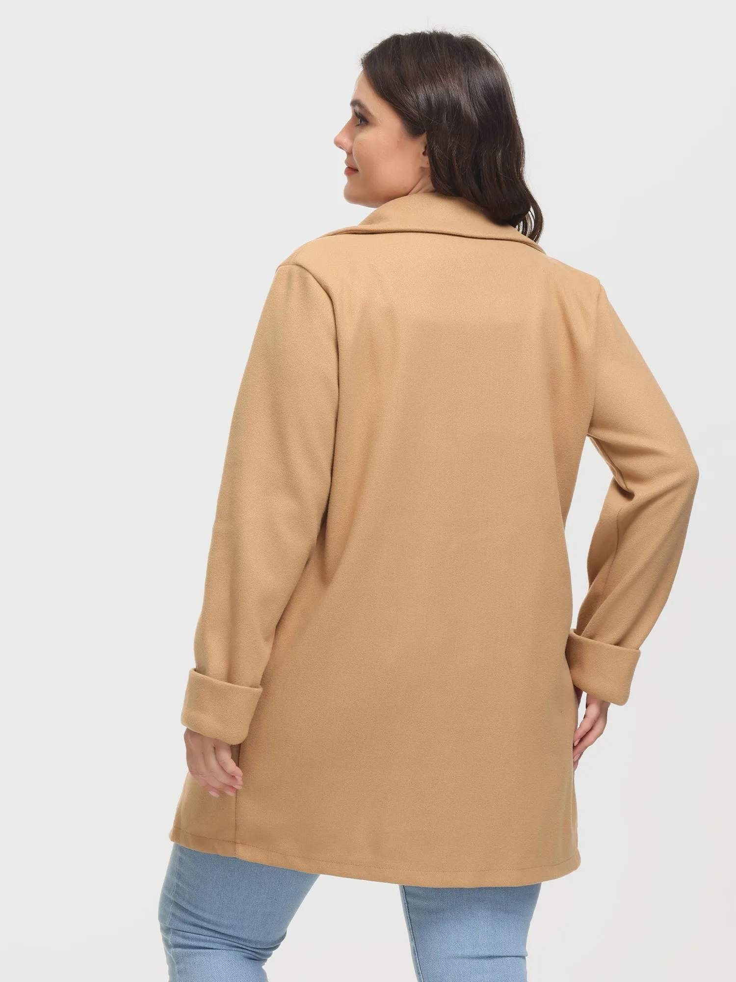 Midsize Slim Lapel Waistband Tweed Jacket with Pockets