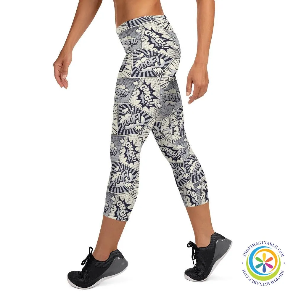 Monochrome Comic Capri Leggings