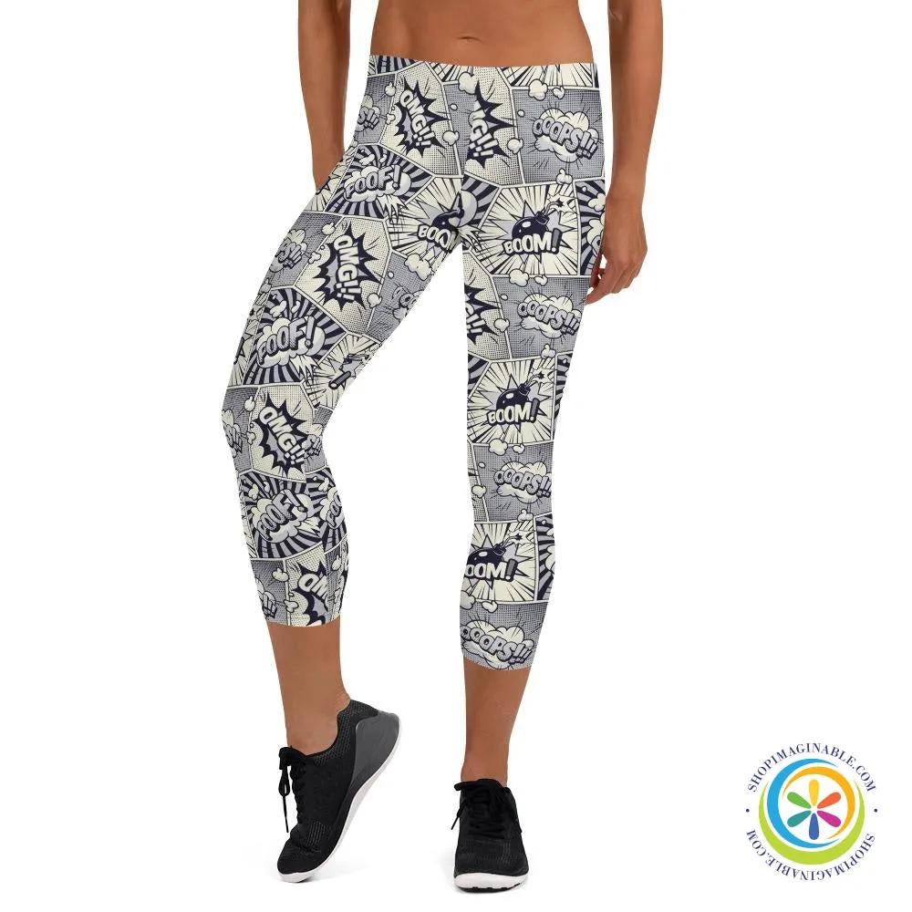 Monochrome Comic Capri Leggings