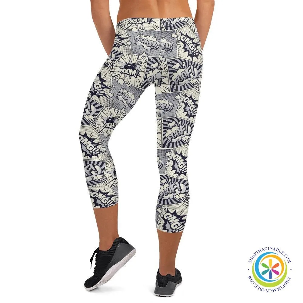Monochrome Comic Capri Leggings