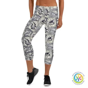 Monochrome Comic Capri Leggings