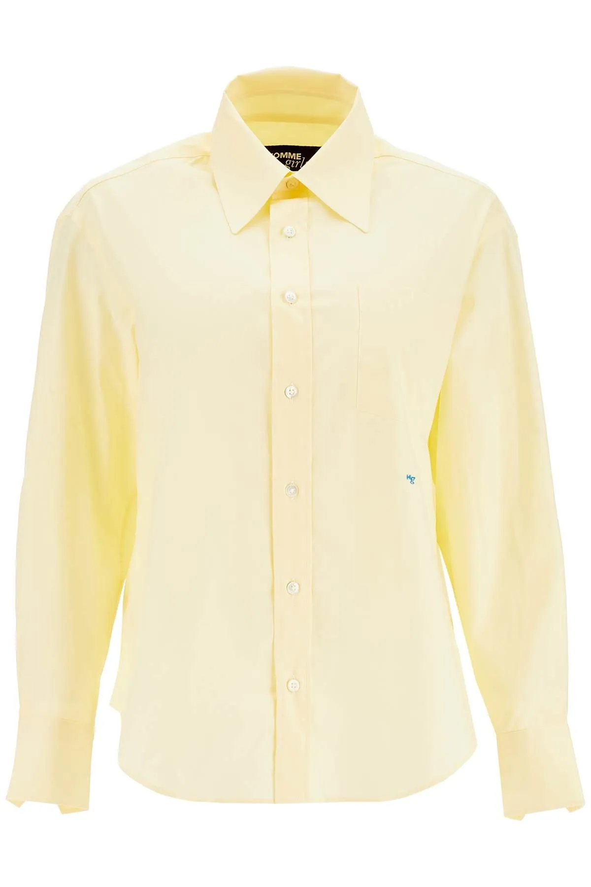 pale yellow cotton 70's style women's shirt HGSH045 PALE YELLOW