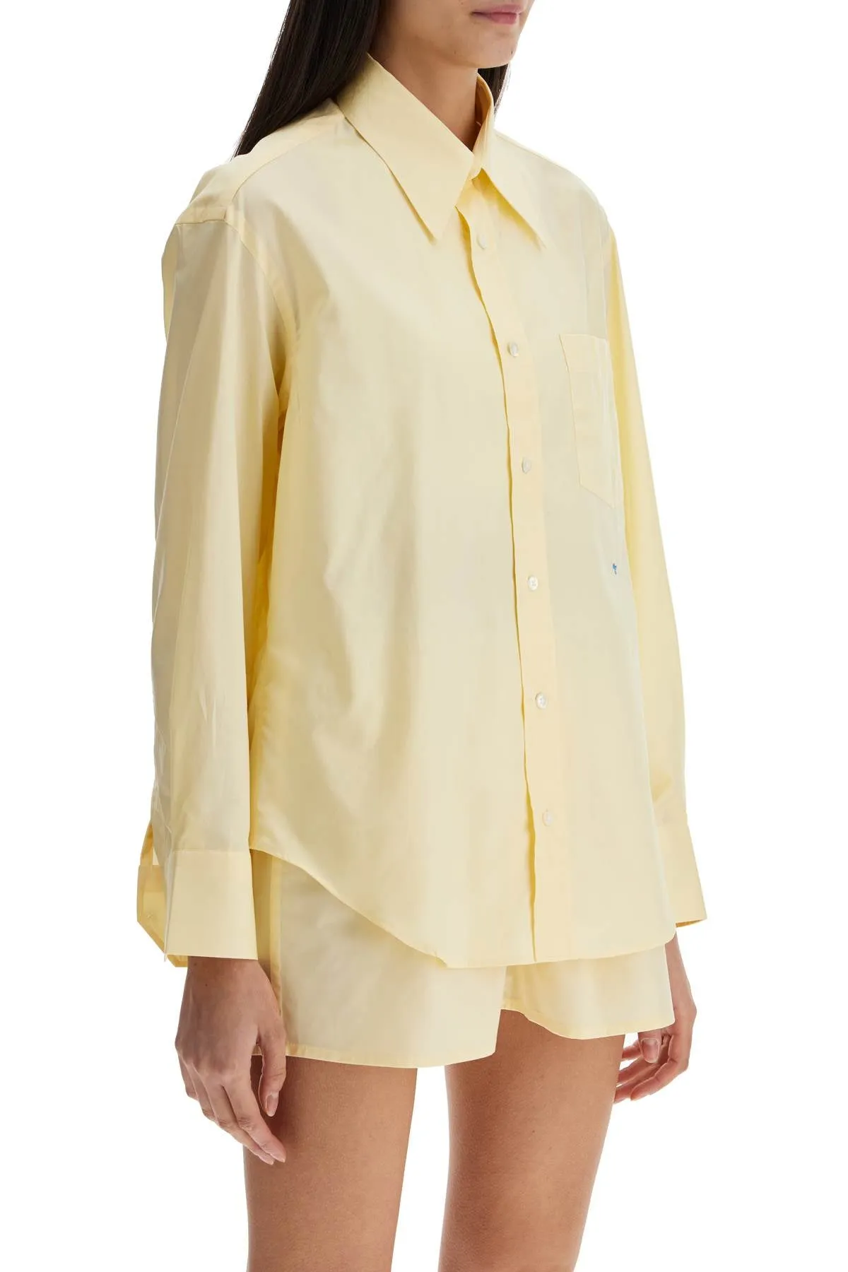 pale yellow cotton 70's style women's shirt HGSH045 PALE YELLOW