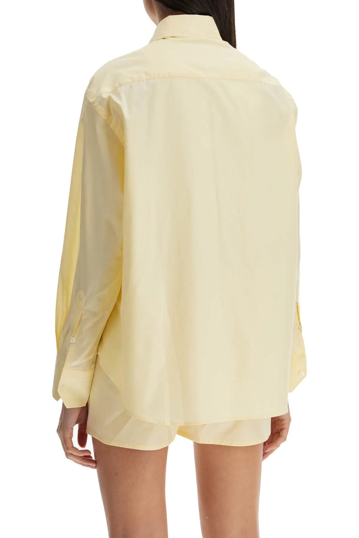 pale yellow cotton 70's style women's shirt HGSH045 PALE YELLOW