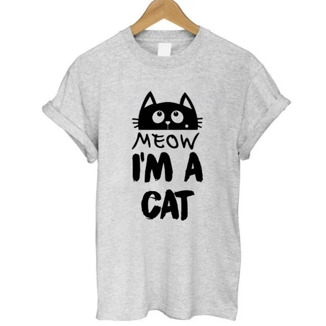 Print Women T-shirt Cat T-Shirt Casual