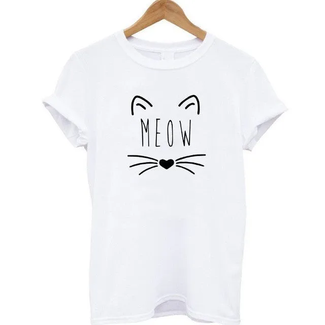 Print Women T-shirt Cat T-Shirt Casual