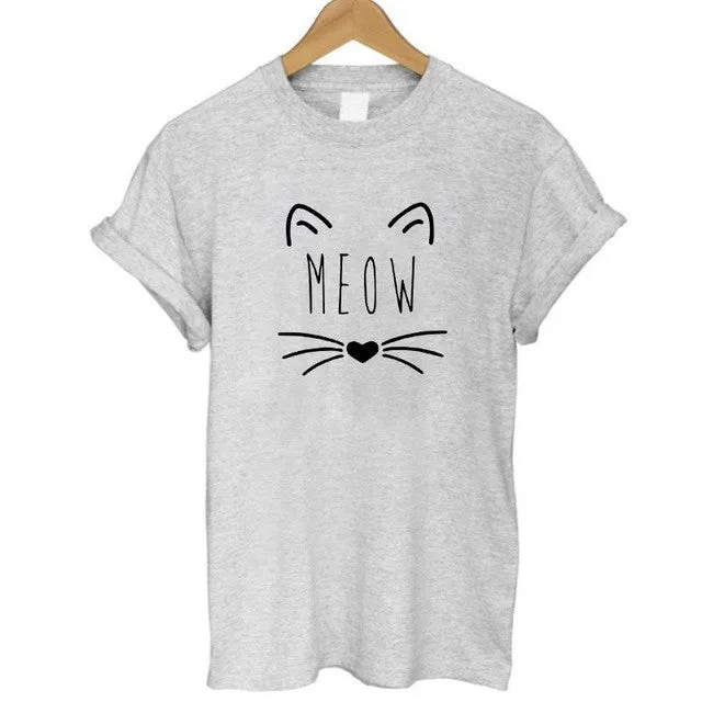 Print Women T-shirt Cat T-Shirt Casual