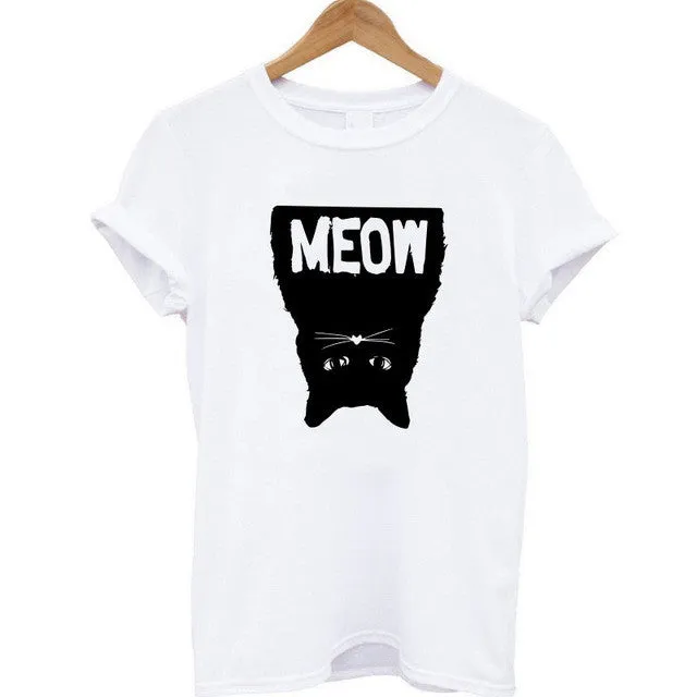 Print Women T-shirt Cat T-Shirt Casual