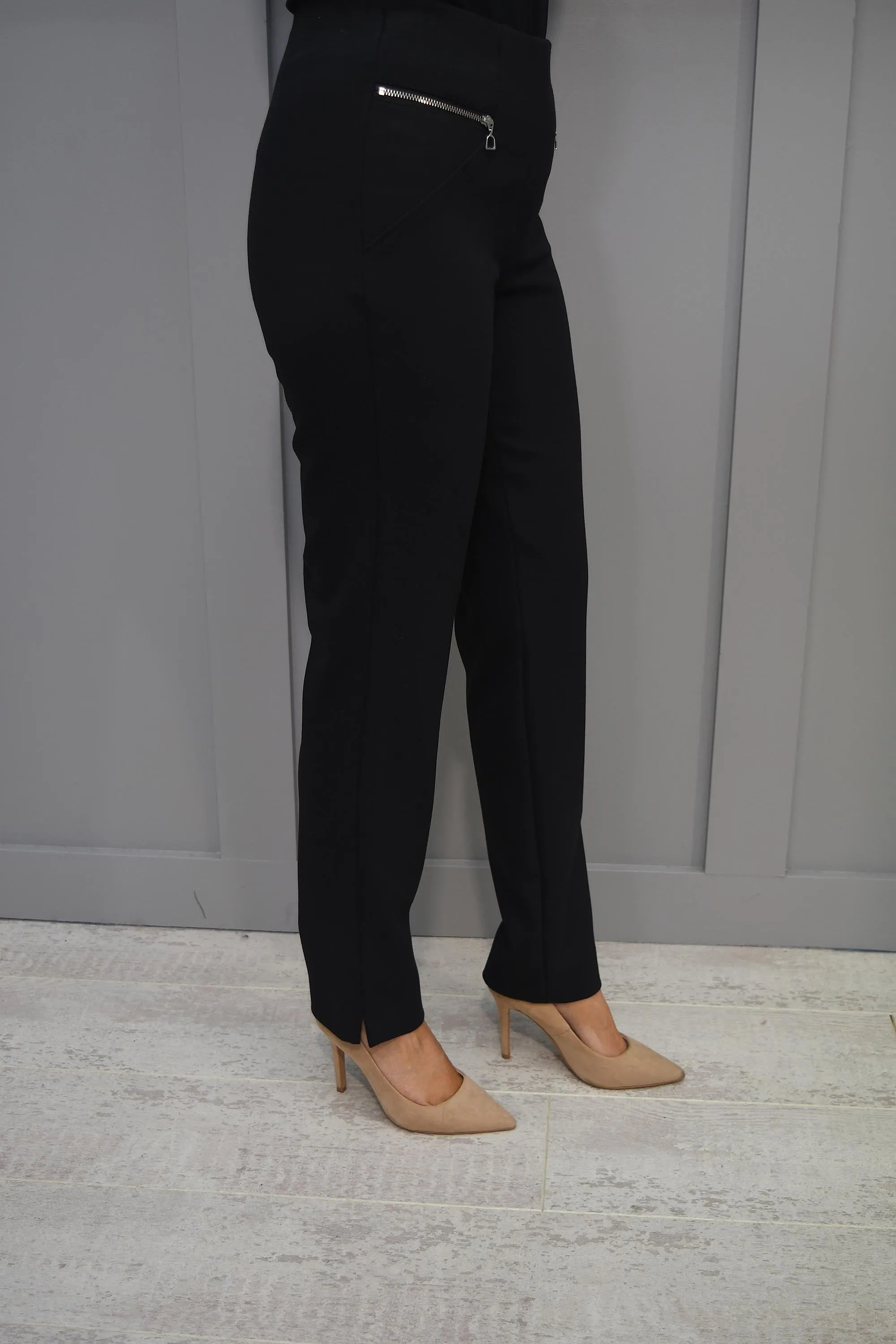 Robell Black Modern Mimi Trousers With Front Zip - 52476 54501 90
