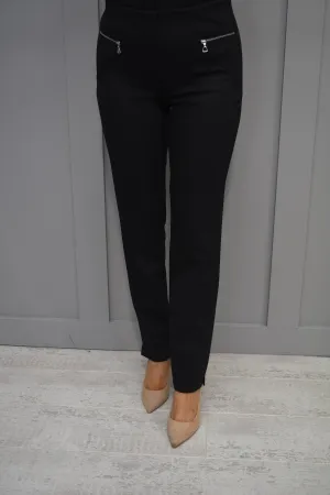 Robell Black Modern Mimi Trousers With Front Zip - 52476 54501 90