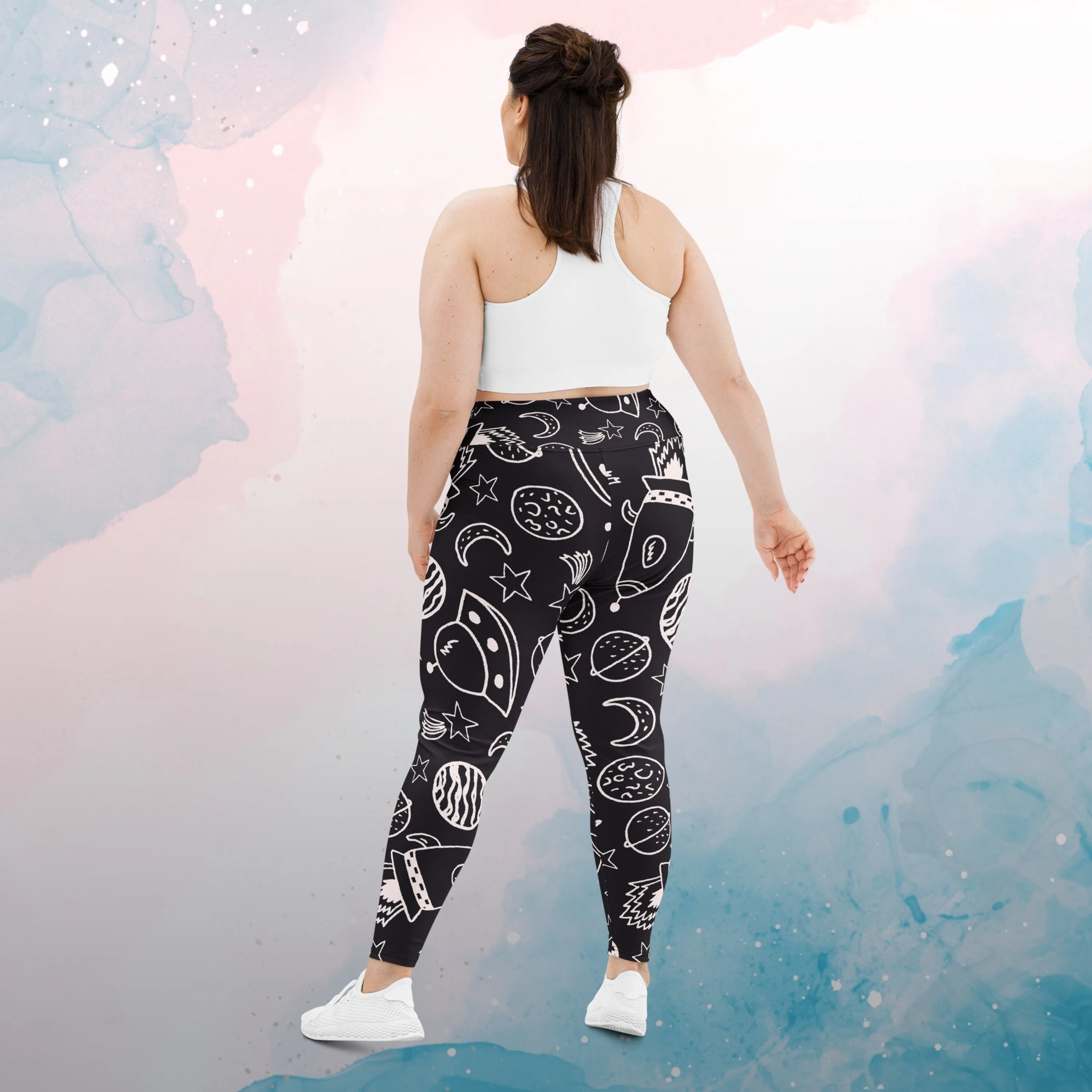 Rocket Ships and Planets Womens Light Weight Plus Size Leggings