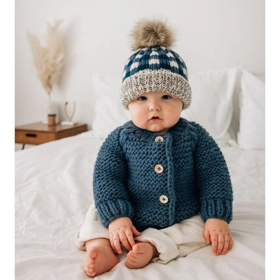 Slate Garter Stitch Cardigan Sweater