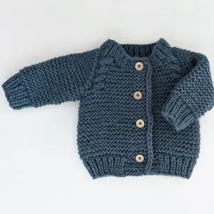 Slate Garter Stitch Cardigan Sweater