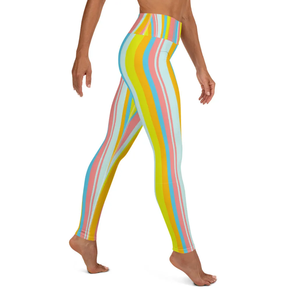 Summer Stripes Yoga Cut Leggings