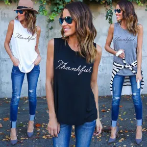 Summer T shirt Harajuku Print Vintage Women's Casual Fashion O-neck sleeveless