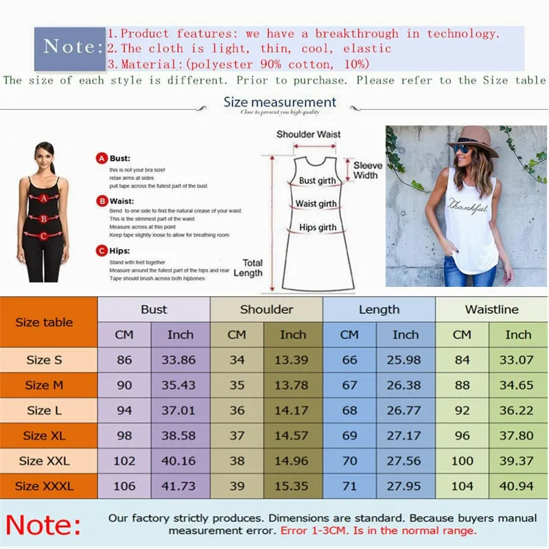 Summer T shirt Harajuku Print Vintage Women's Casual Fashion O-neck sleeveless