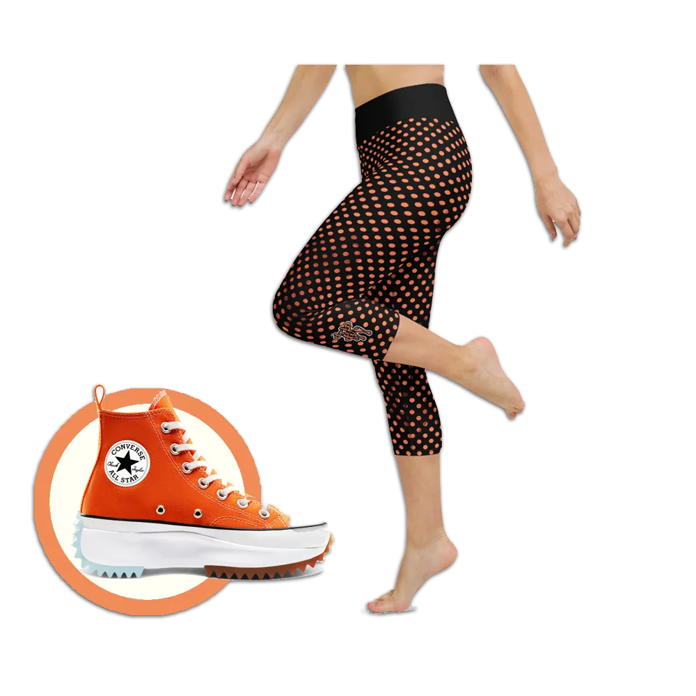 Sunblocked Run Star Hike Orange Soda Smoky Spotlight Halftone Dot Capri Yoga Leggings
