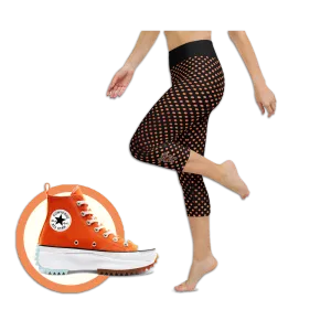 Sunblocked Run Star Hike Orange Soda Smoky Spotlight Halftone Dot Capri Yoga Leggings