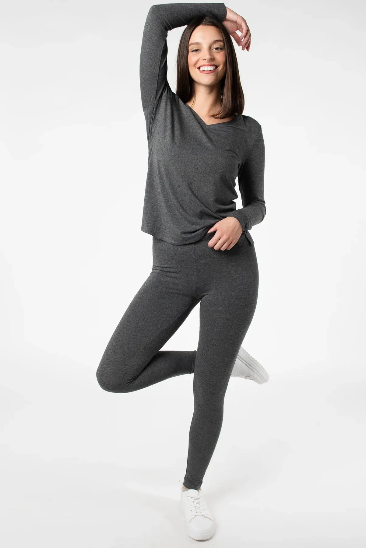 Terrera Suri Bamboo Full Length Charcoal Grey Legging - 51850T