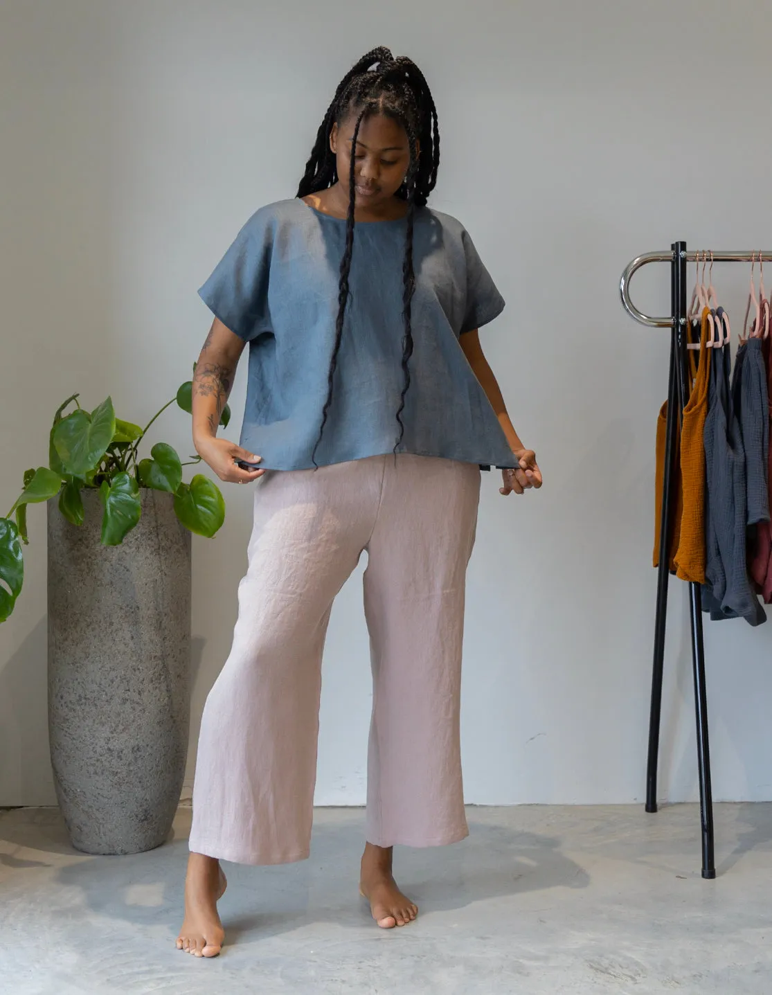 The Wanderer Wide Leg Slacks - Heavy Linen Twill